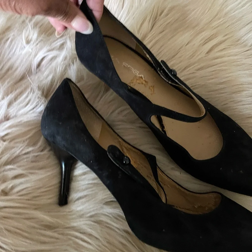 Via Spiga Black Suede Mary Jane Heels